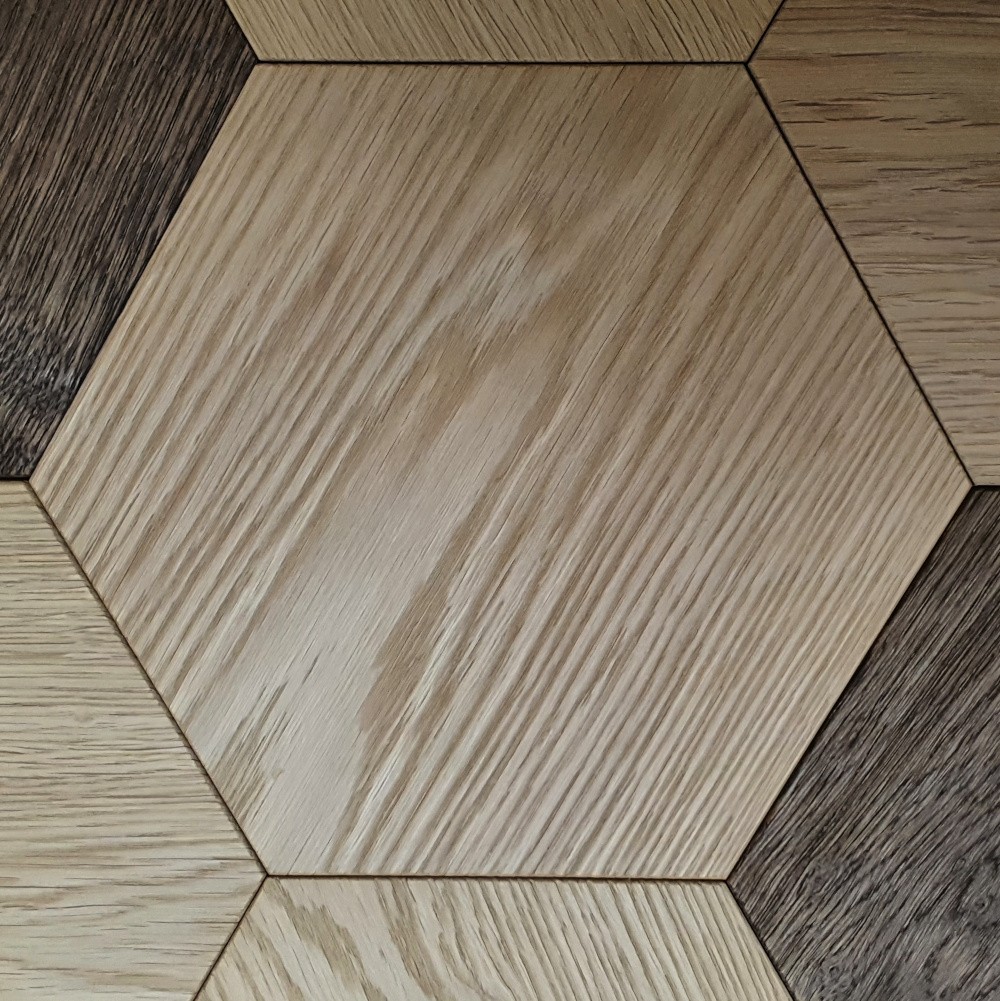 Parkett mit hexagonalen Elementen Designparkett Hexagon
