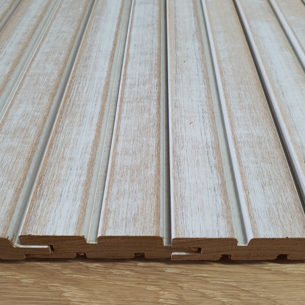Wandpaneel Massivholz Square 25, Farbton Whitewash Wandverkleidung Holz Weiß