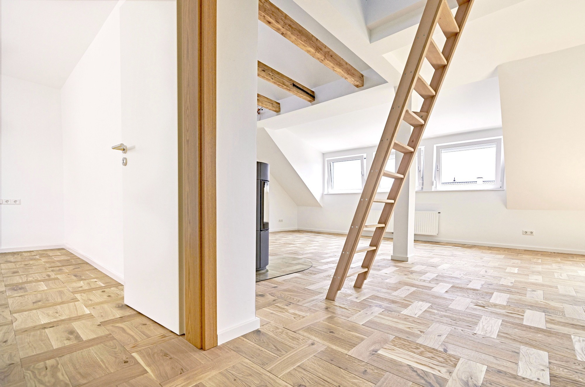 Flechtmuster Eiche massiv Clear White Mosaik-Parkett Eichenparkett