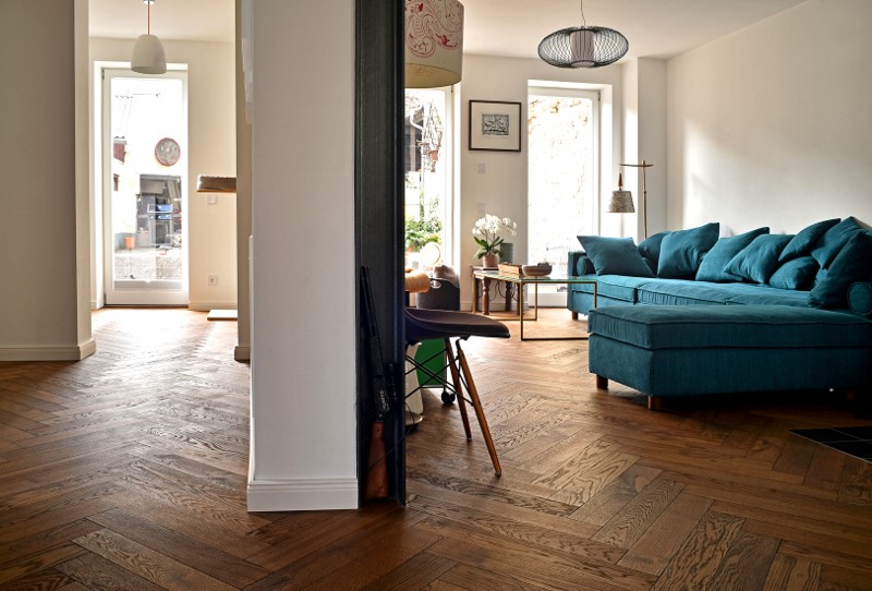 Fischgrät Massiv Eiche Chestnut Naturöl Dunkles Fischgrätparkett Eiche Wohnzimmer