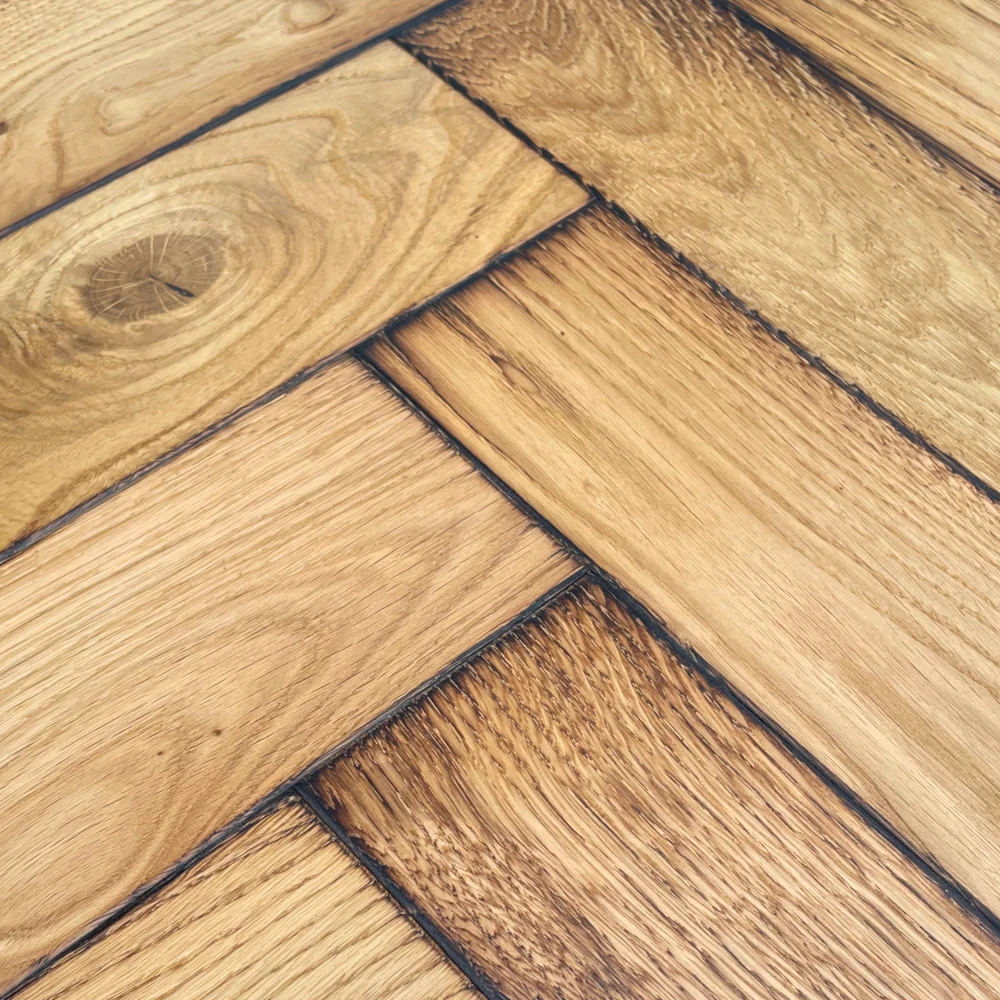 Eiche Old Tullan, gebrannte Kanten Klassisches Fischgrät Eiche gebrannte Kanten