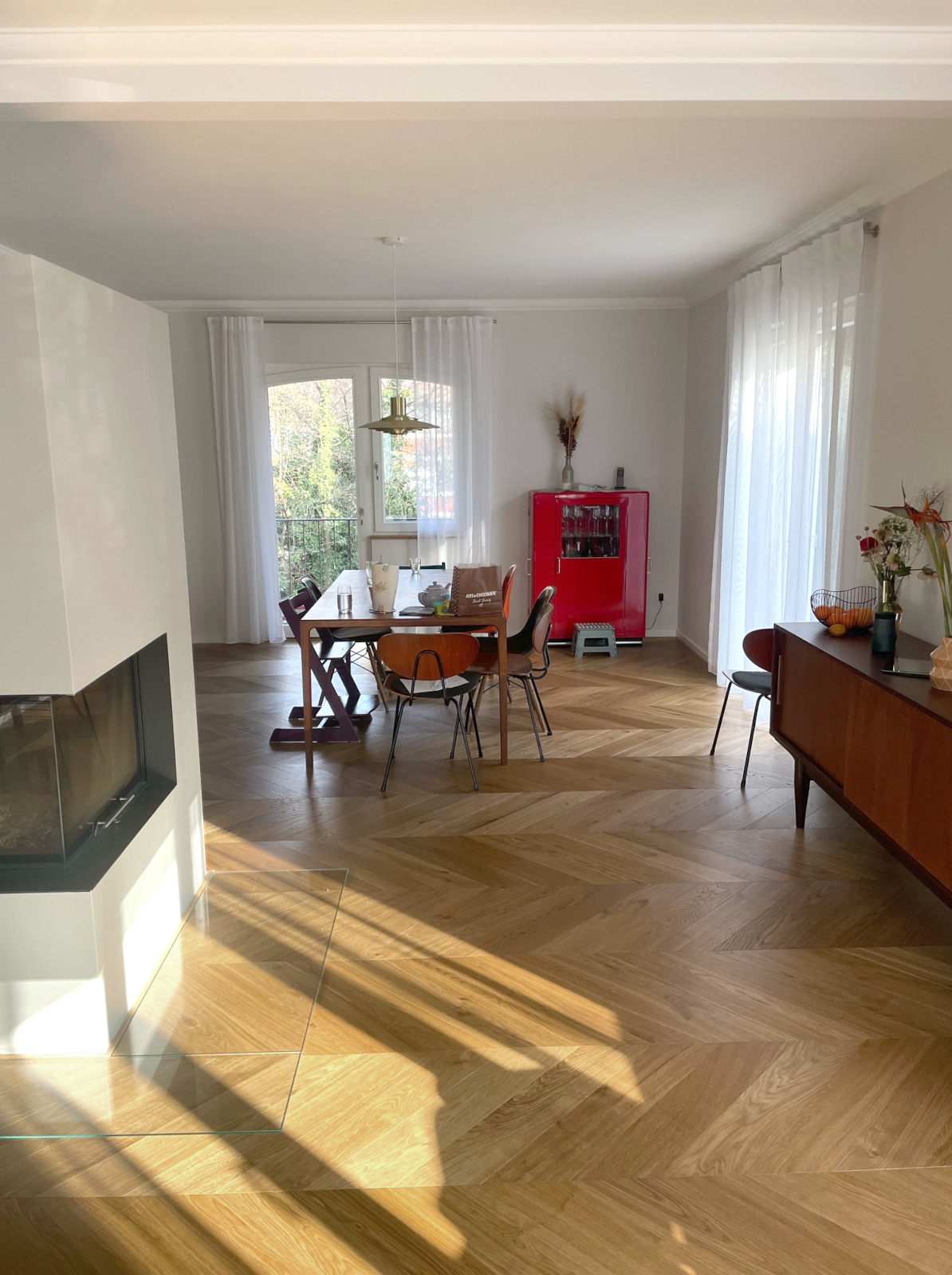 Franz. Fischgrät Eiche Caramel (geräuchert), Select Chevron hellbraunes Parkett Räuchereiche