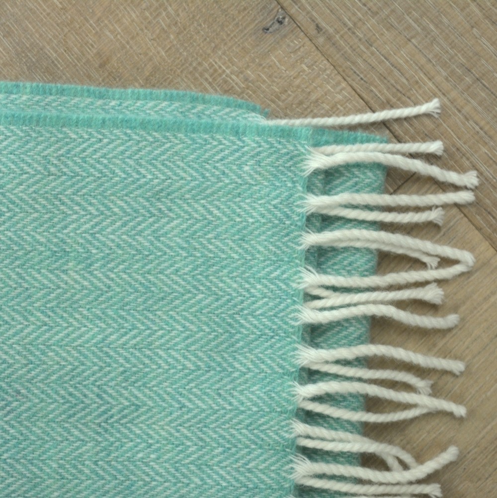 Weicher Wollschal aus Schurwolle, Peppermint, Fischgrätmuster Mintgrüner Wollschal, Lambswool, Schafwolle, Herringbone