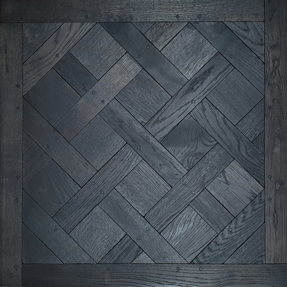 Tafelparkett Versailles, Antik Smoked Black Schwarze Versailles-Tafel, geräuchert