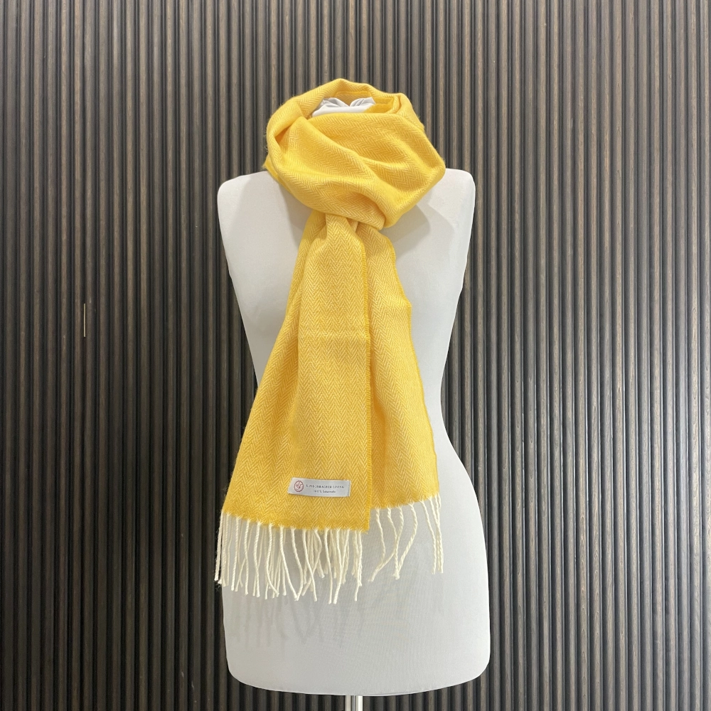 Gelber Wollschal, Lambswool, Schafwolle, Herringbone