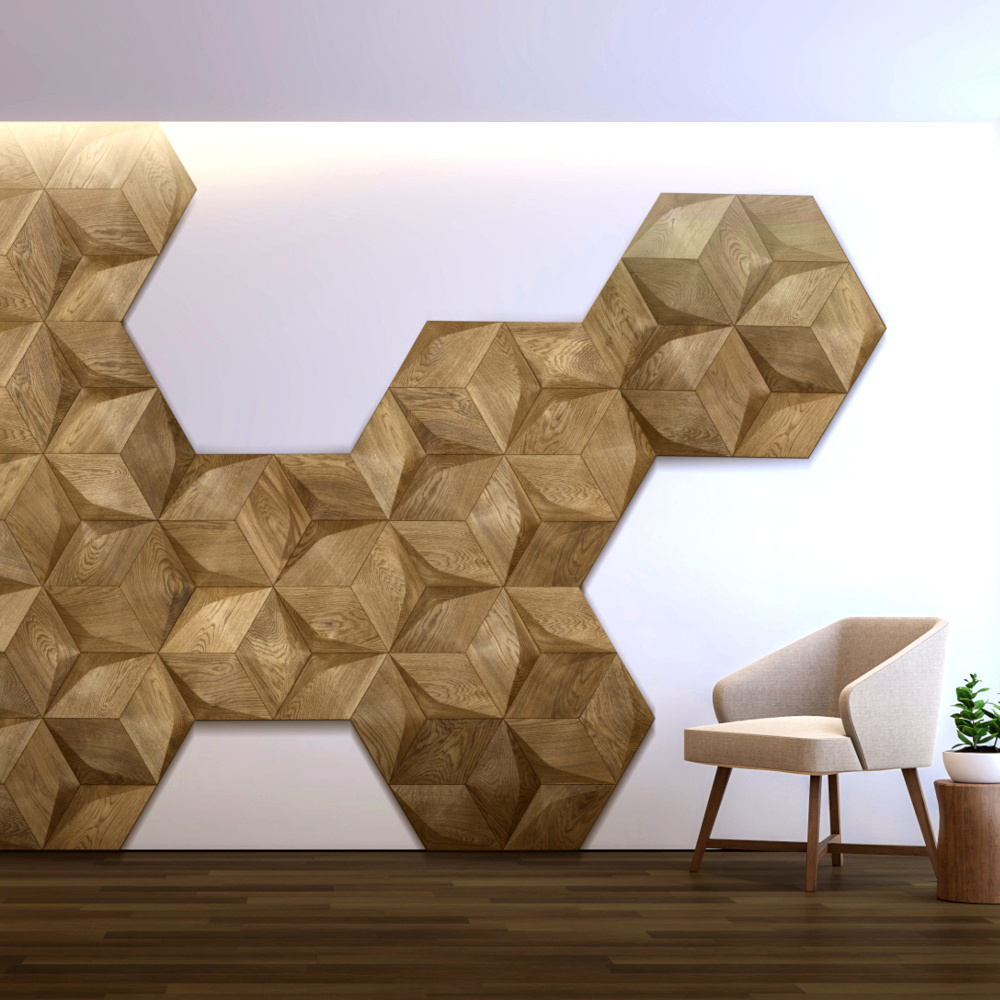 Wanddesign Exclusiv 3D Rhombus Minus Wandverkleidung Holz Exclusiv 3D