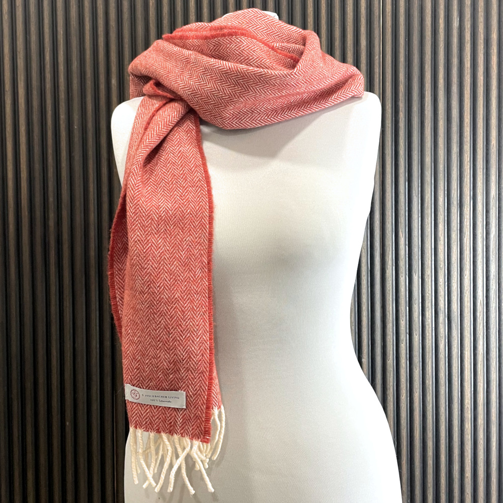 Roter Wollschal, Lambswool, Schafwolle, Herringbone
