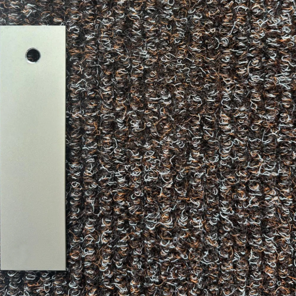 Alu Eloxiert Champagne / Rips Braun - bodenebene Sauberlaufmatte