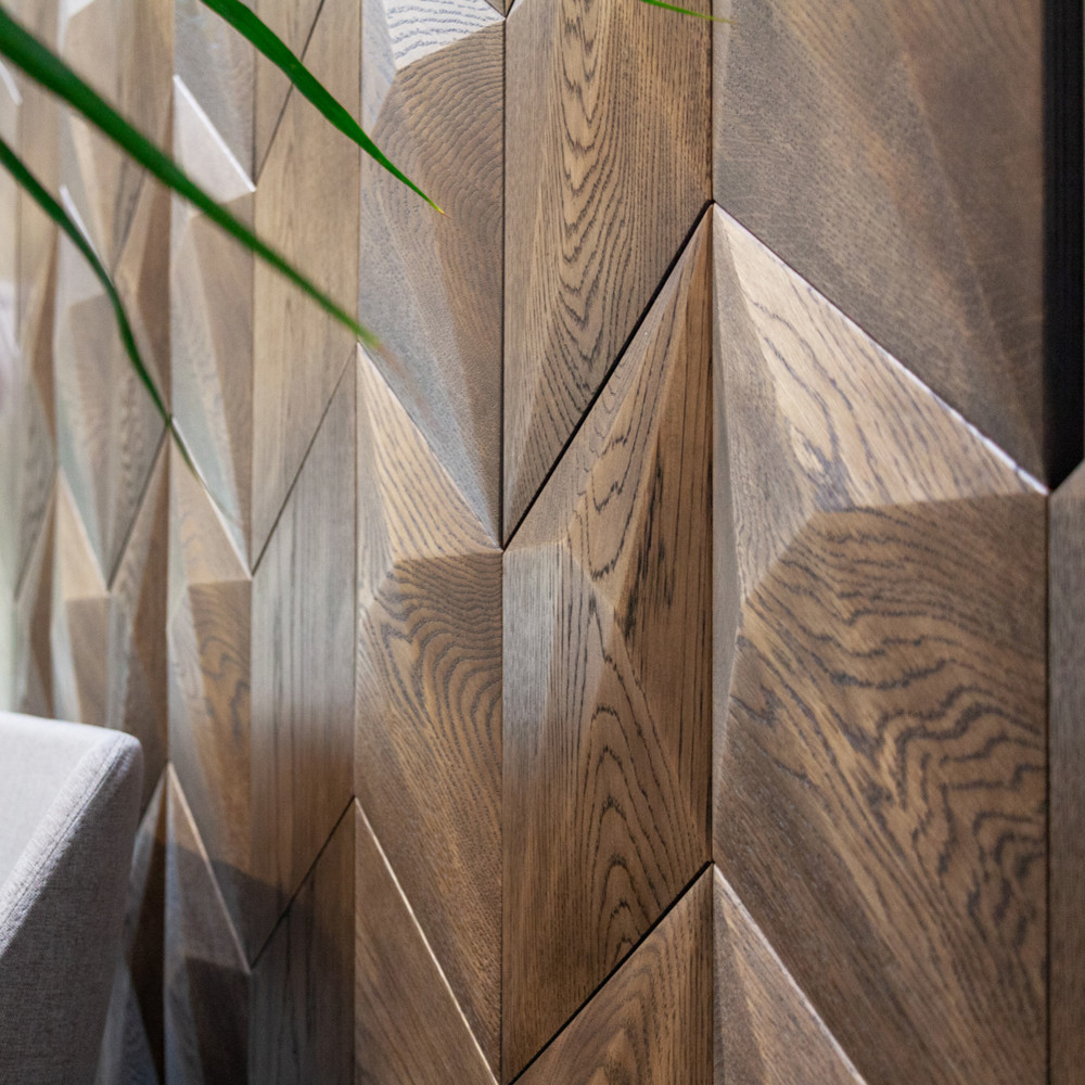 Wanddesign 3D Diamant, Eiche schwarzbraun, geölt Wandverkleidung Exklusiv Echtholz