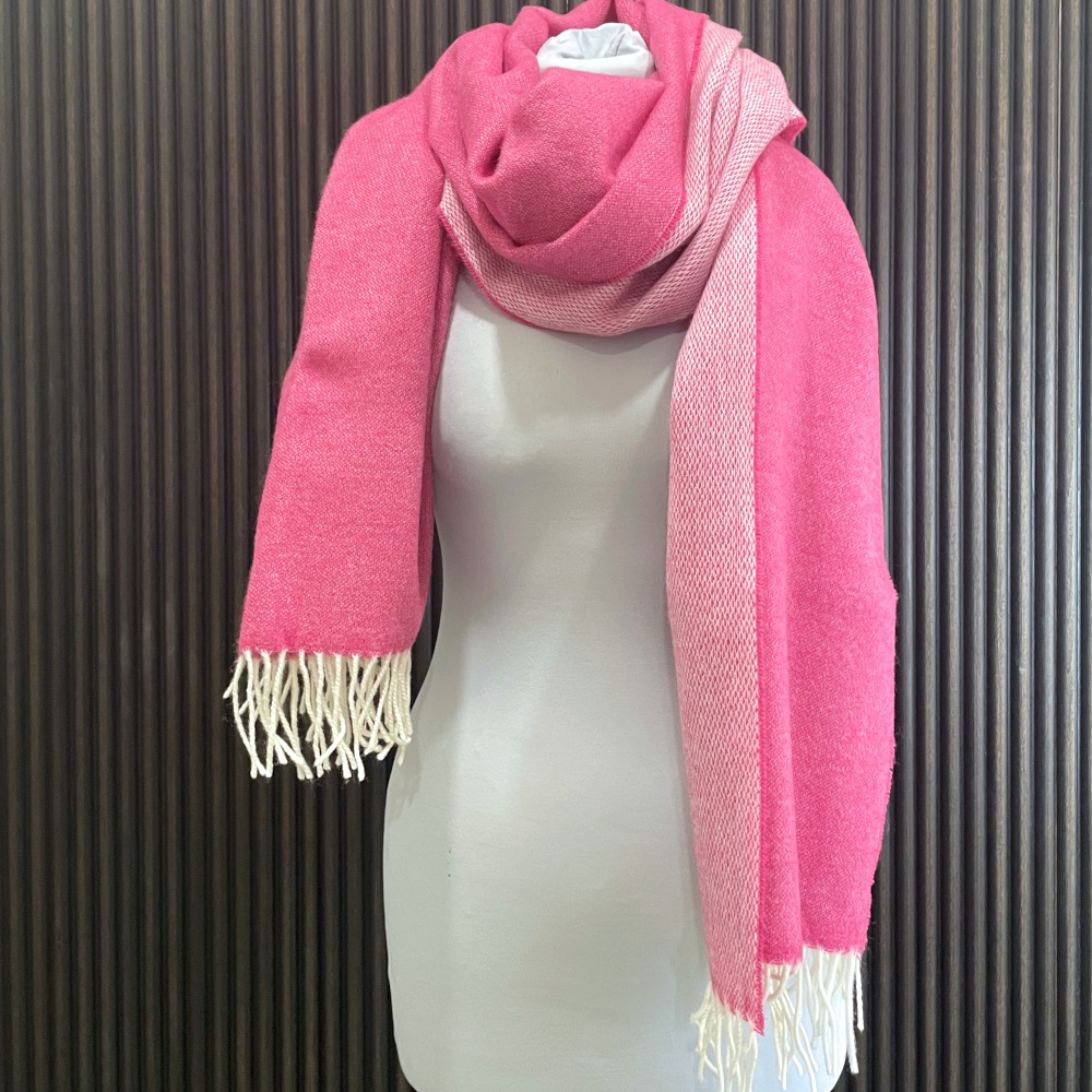 Großer Schal, pink, Stola, Schultertuch, Dirndltuch, Merinowolle