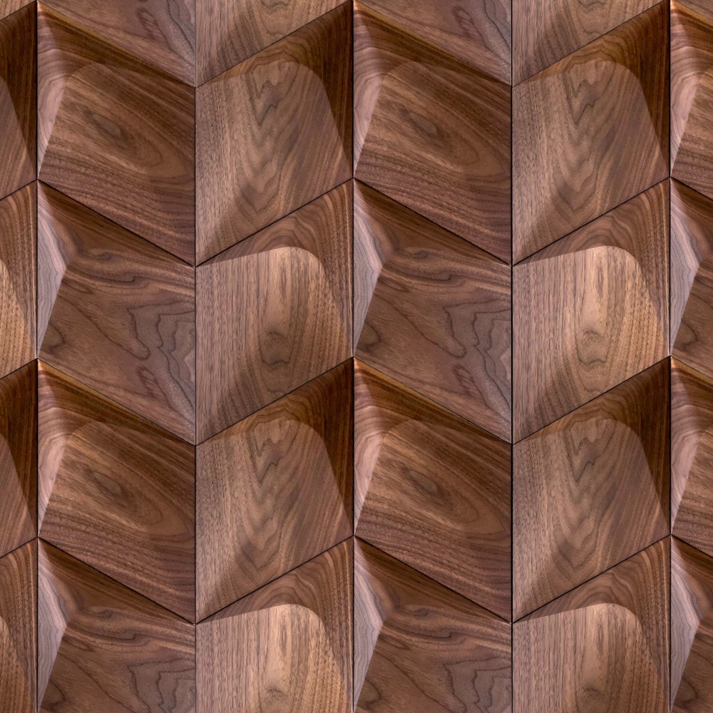 Wanddesign 3D Rhombus Plus, Amerikanische Walnuss Wandverkleidung Walnut Echtholz