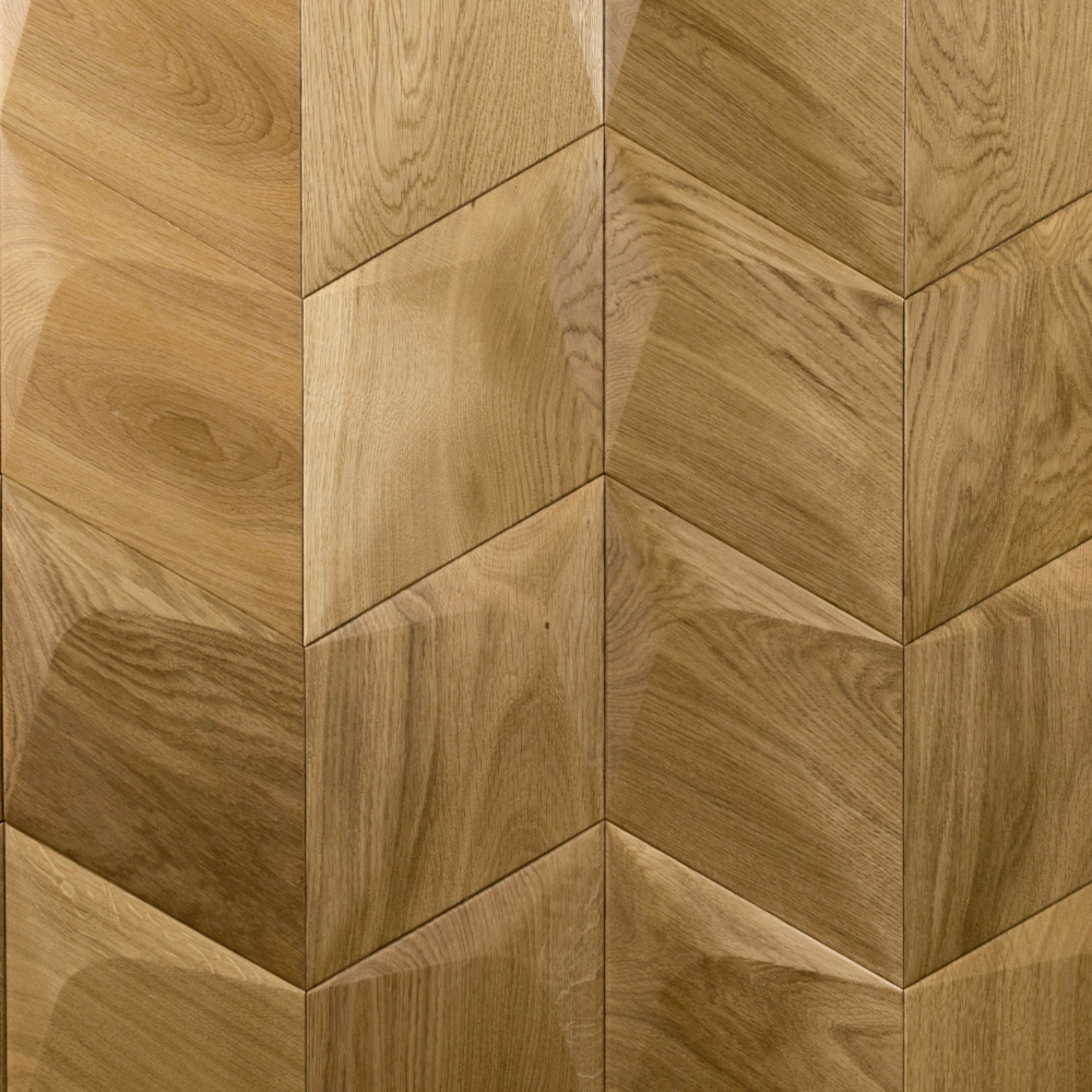 Wanddesign 3D Rhombus Plus, Eiche natur, geölt Wandverkleidung Echtholz
