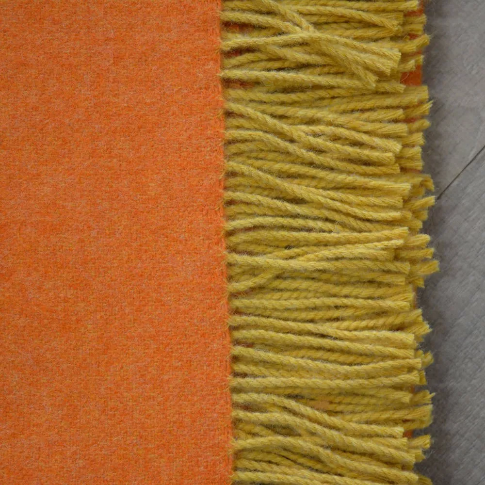 Orange Irische Wolldecke Schurwolle zweifarbig
