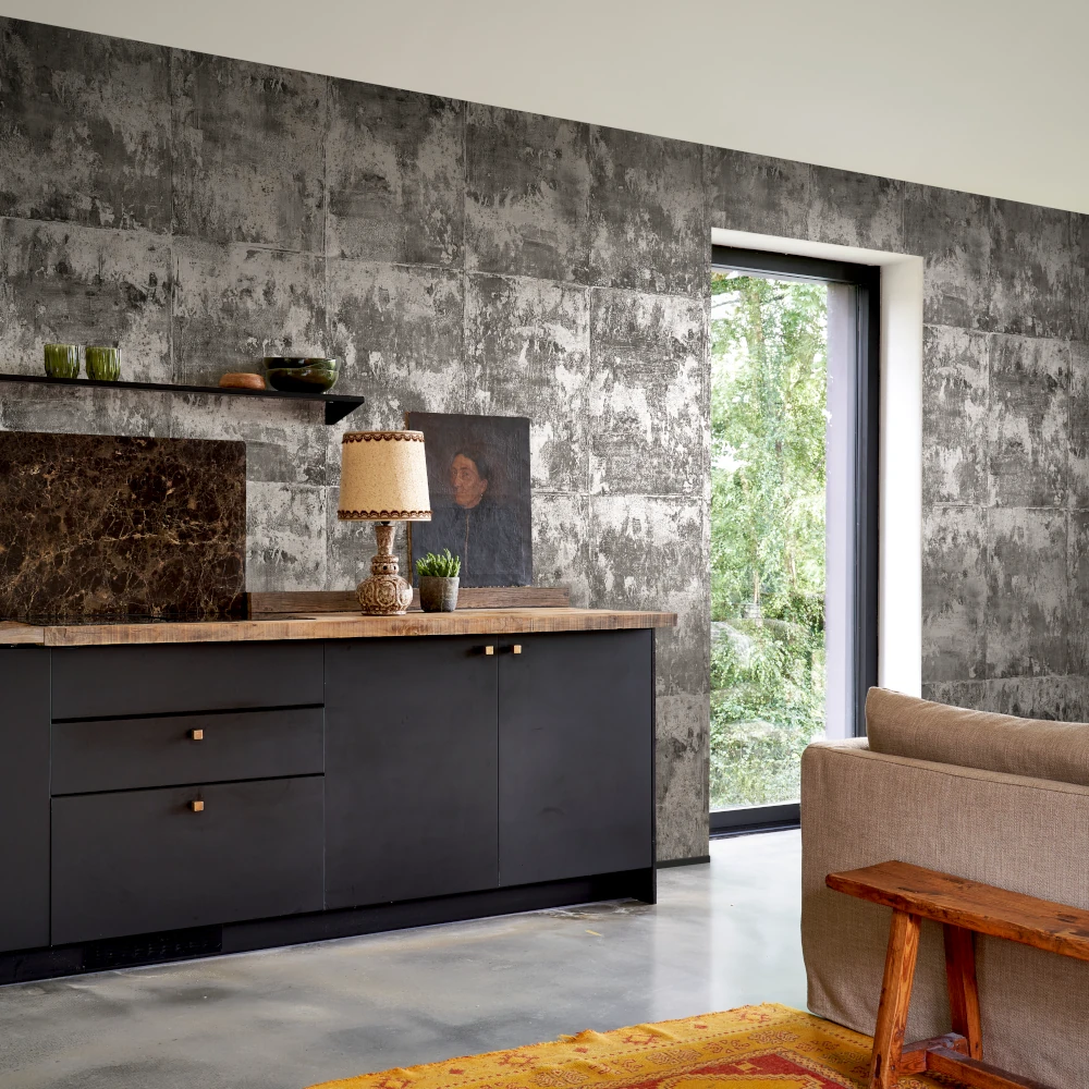 Platinum – Ash – 85508A Metalltapete mit Sideboard