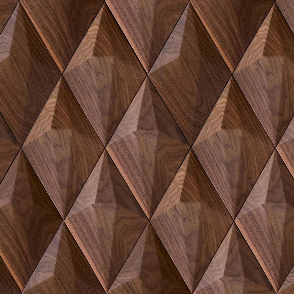 Wanddesign 3D Diamant, Amerikanische Walnuss, geölt Wandverkleidung Walnut Holz