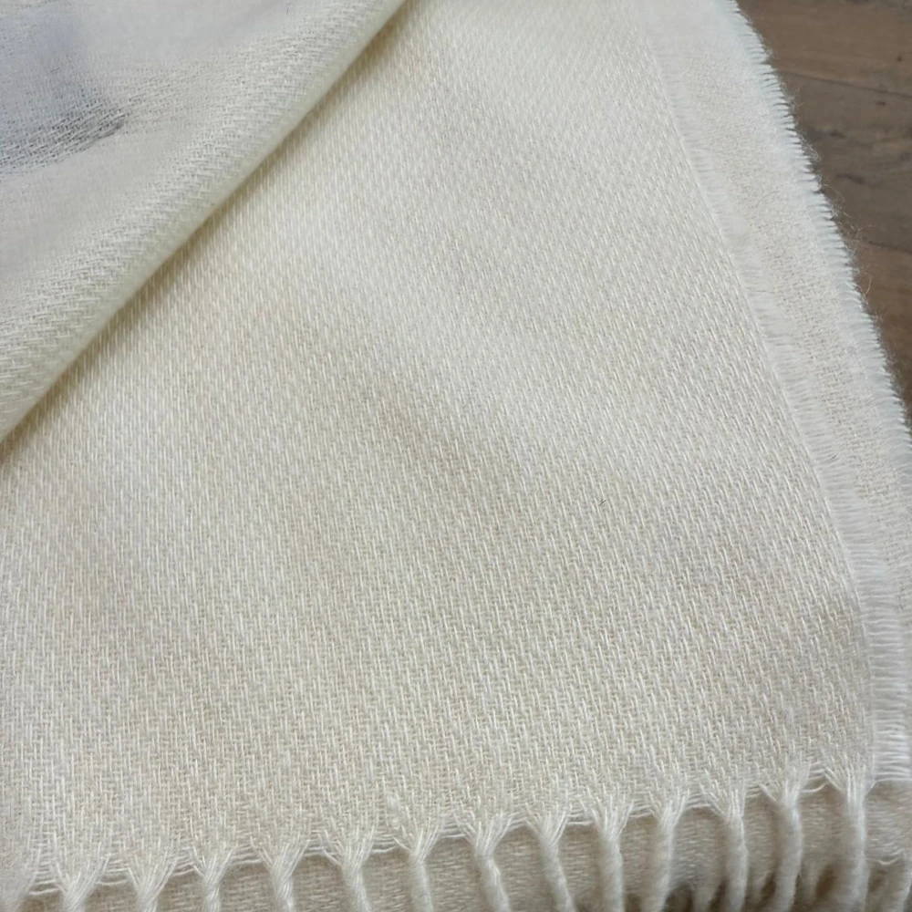 Plaid 100 % Cashmere - Offwhite Weiche Kaschmir-Wolldecke, weiß