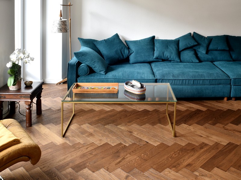 Fischgrät Massiv Eiche Chestnut Naturöl Dunkles Fischgrätparkett Eiche Wohnzimmer