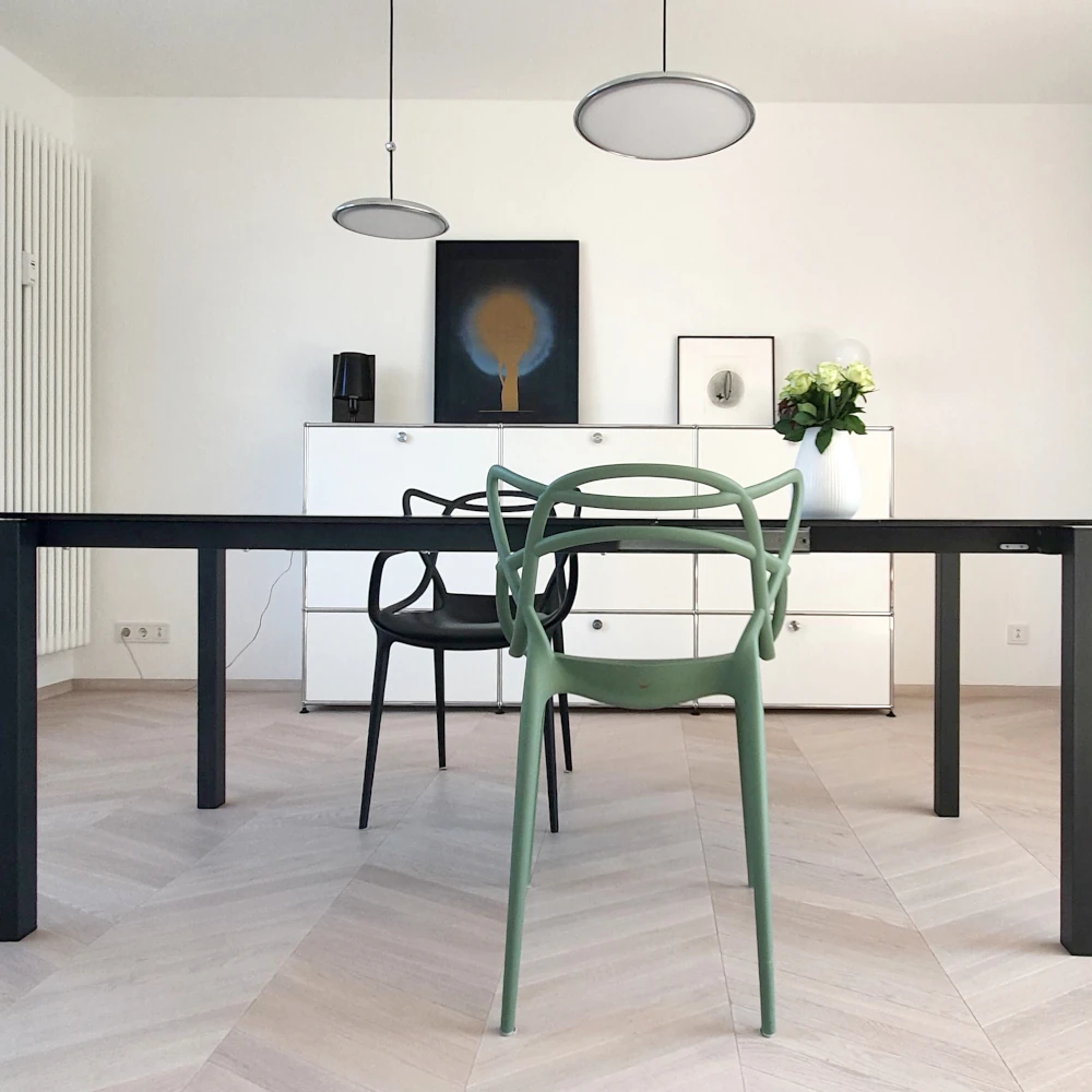 Chevron Massivholz, weißes Parkett