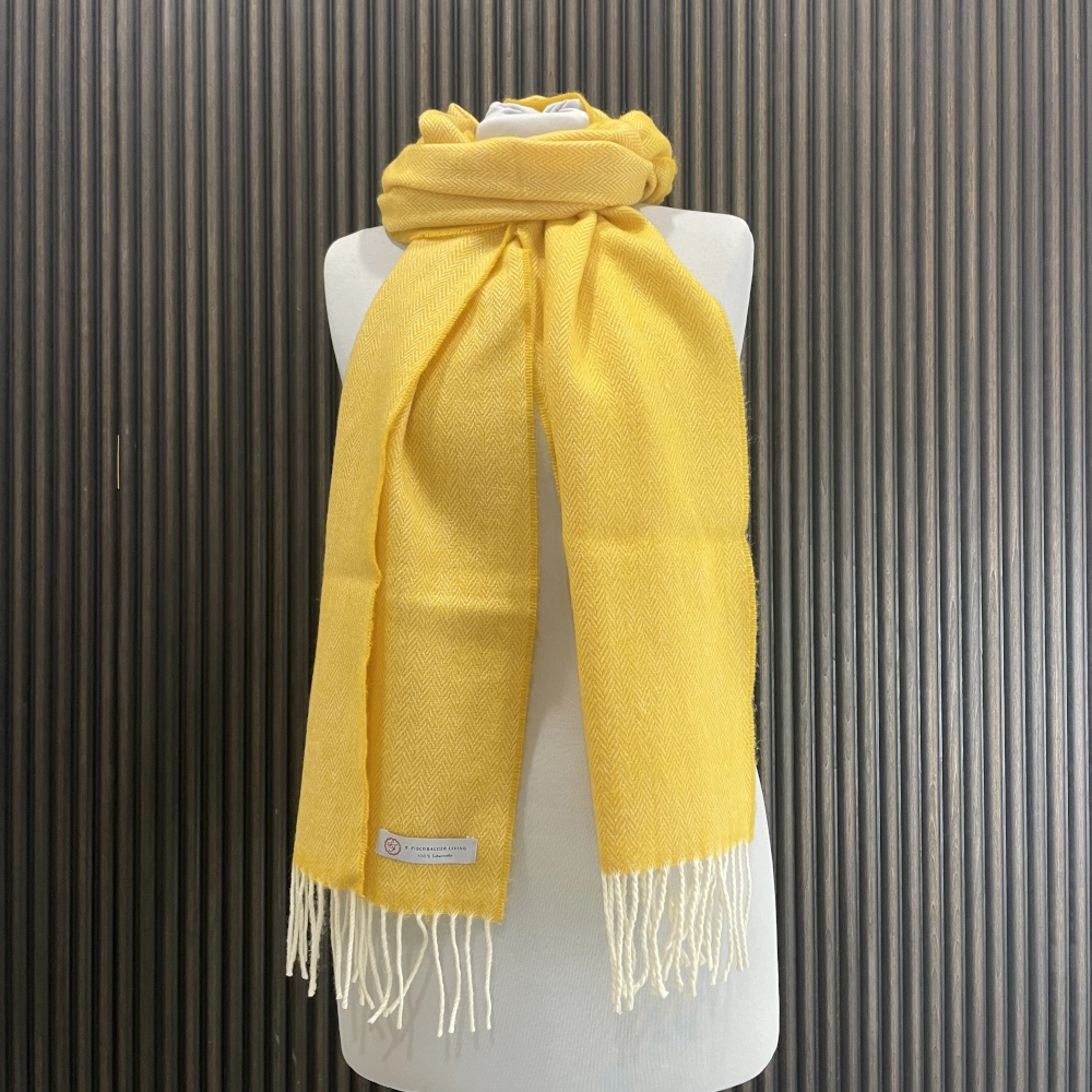 Weicher Wollschal aus Schurwolle, Dandelion, Fischgrätmuster Gelber Wollschal, Lambswool, Schafwolle, Herringbone