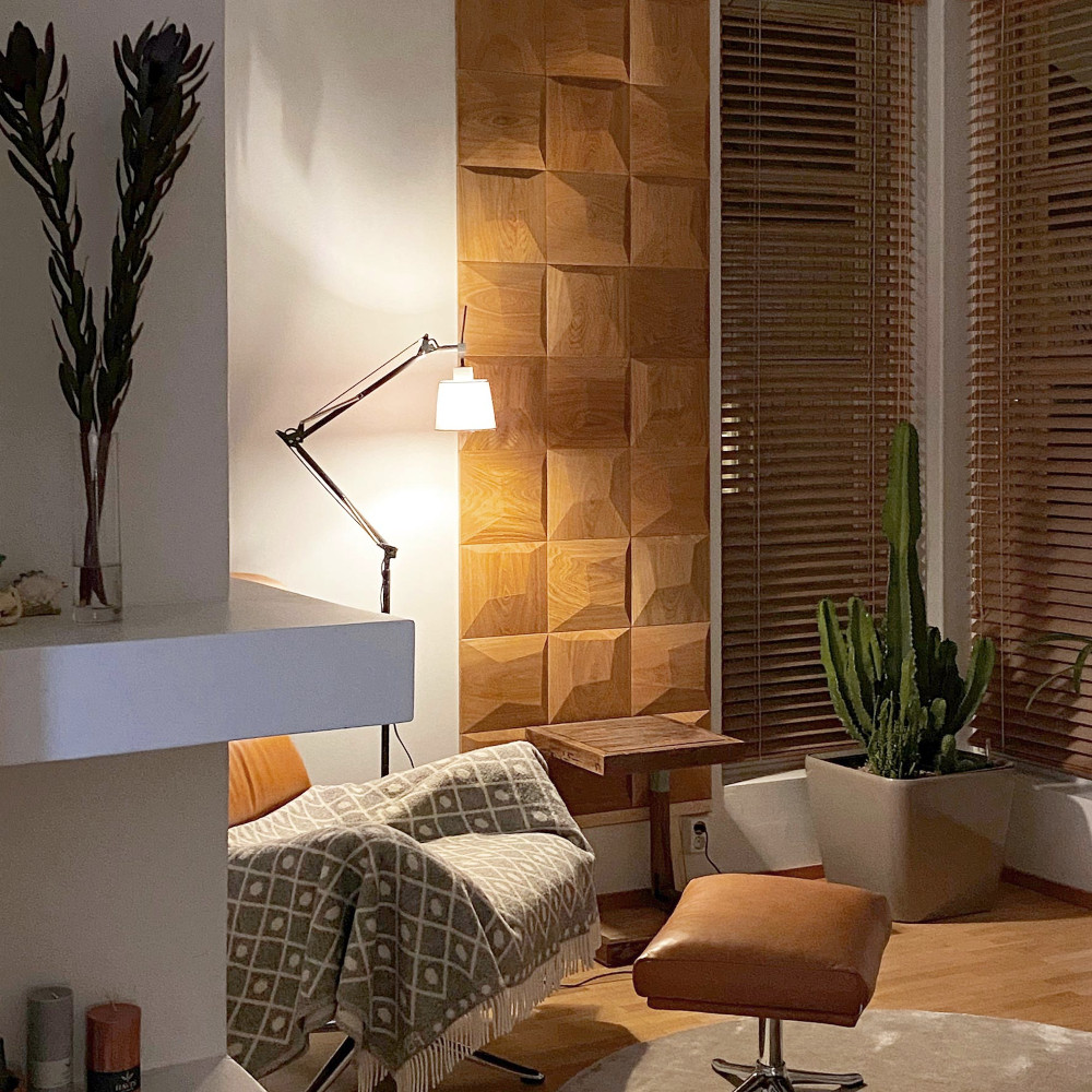 Wanddesign 3D Kissen Eiche natur, geölt Wandverkleidung Echtholz