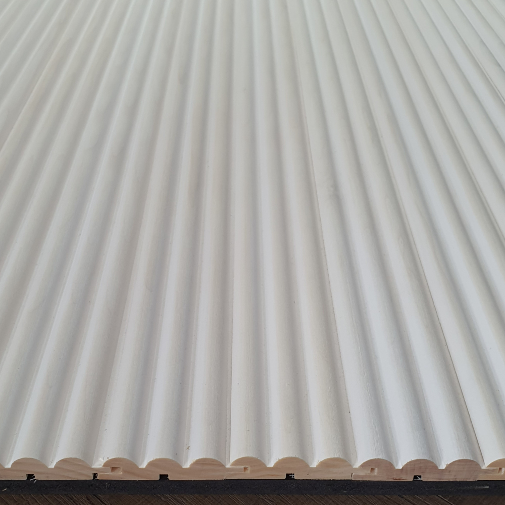 Wandpaneel Massivholz Wave, Farbton Chalk Wandverkleidung Holz Weiß Wellenmuster