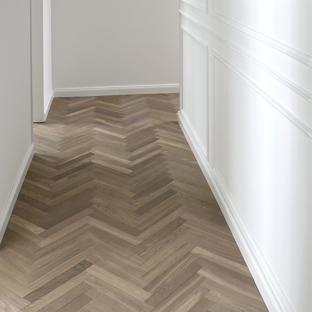 Fischgrät Parkett Antik Smoky Horse - Silk Grey Klassisches Fischgrätparkett, Antikparkett