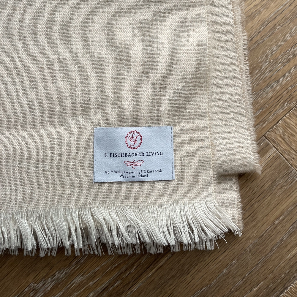 Leichter Schal Merino & Cashmere - Powder Sommerschal, cremefarbener Schal, Kaschmir, Merinowolle