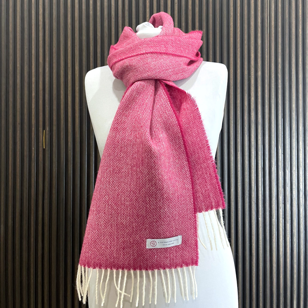 Pink Wollschal, Lambswool, Schafwolle, Herringbone