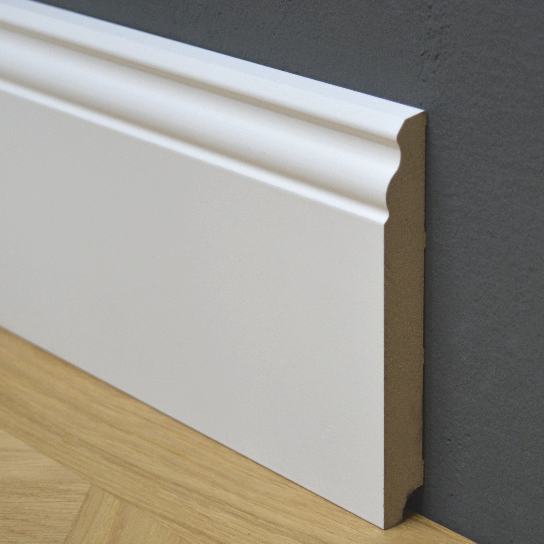 Sockelleiste Hamburger Profil, MDF weiß lackiert, 150 x 19 mm Hamburger Leiste, Profilleiste