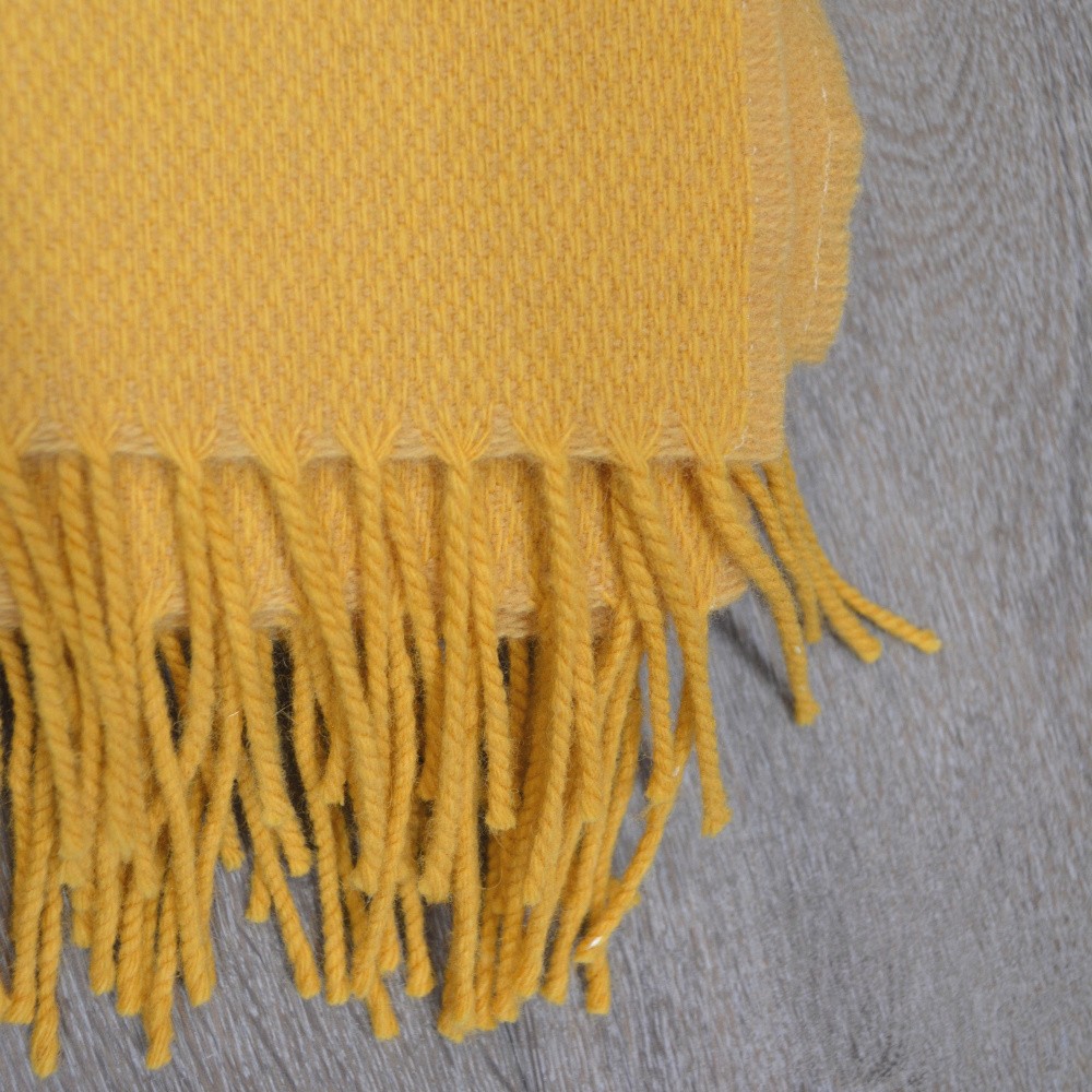 Plaid Lambswool Reversible - Yellow Sun Gelbe Irische Wolldecke Schurwolle zweifarbig