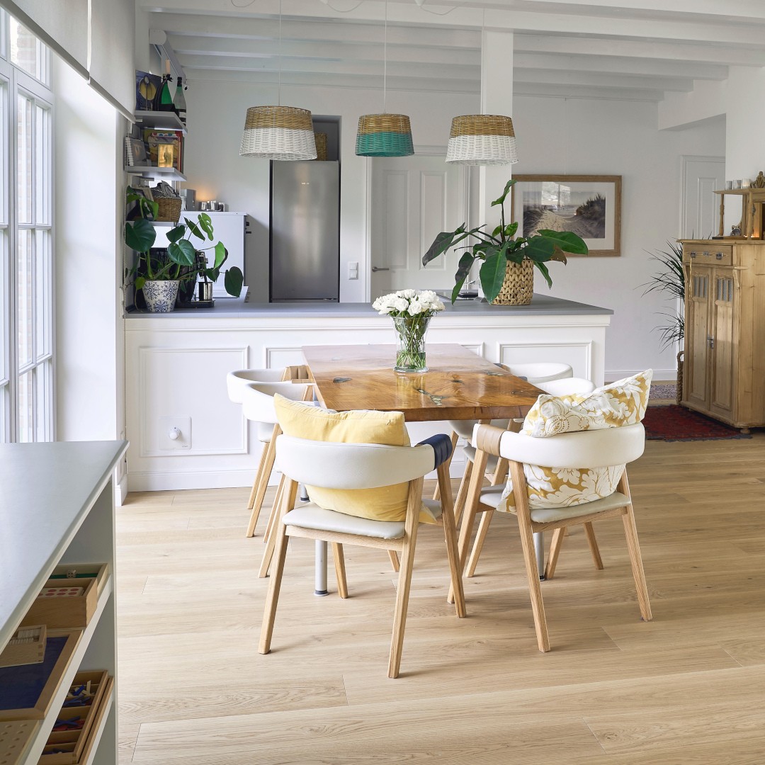 Landhausdielen Eiche Clear White Helle Eichendielen Esszimmer