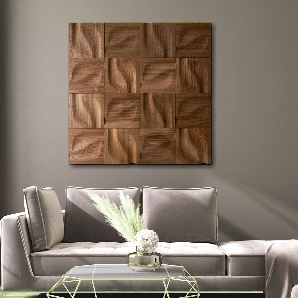 Wanddesign Exklusiv: Flow 3D, Eiche Dunkelbraun Wandverkleidung Wall Panels Oak
