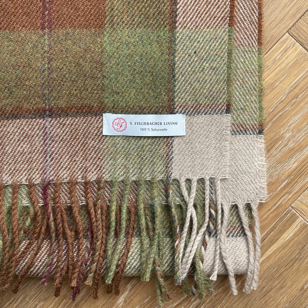 Weicher Wollschal Forrest aus Schurwolle Grün-braun karierter Herrenschal, Lambswool