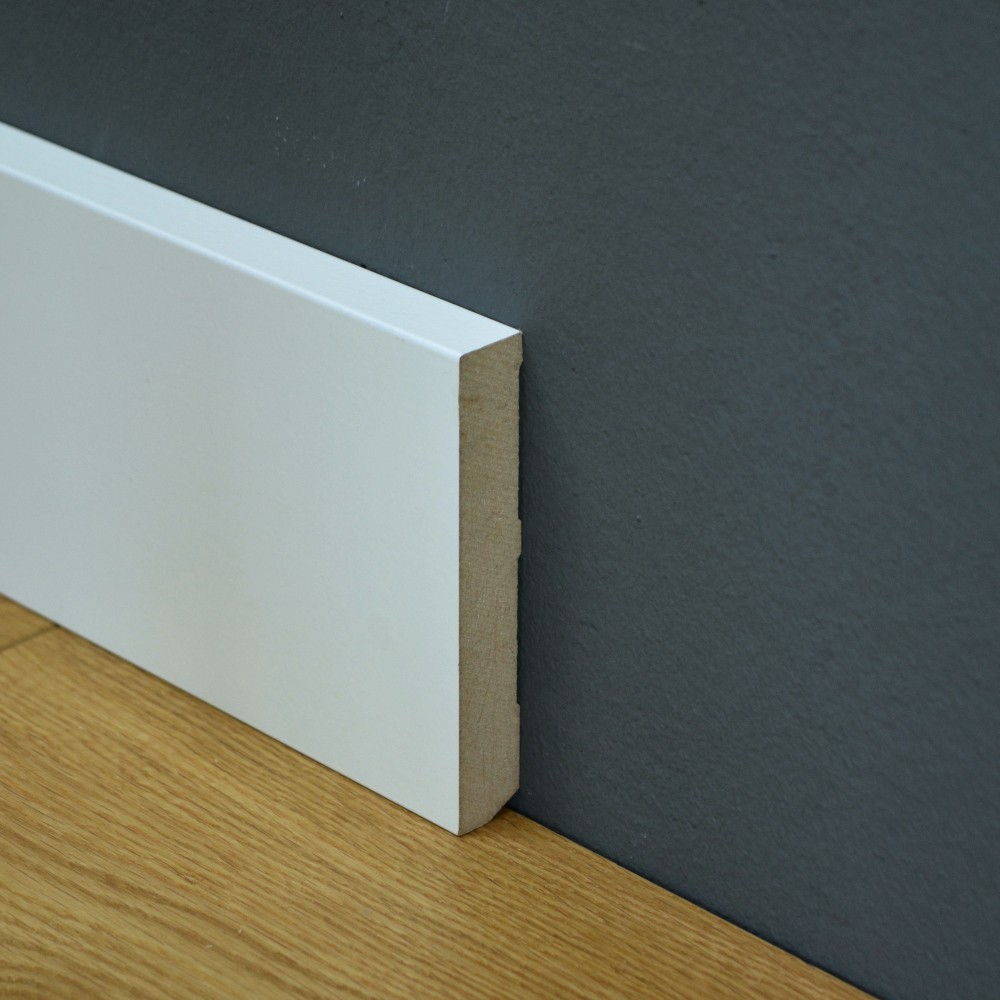 Sockelleiste MDF weiß kantig, 100 x 16 mm Leisten mit gerader Kante
