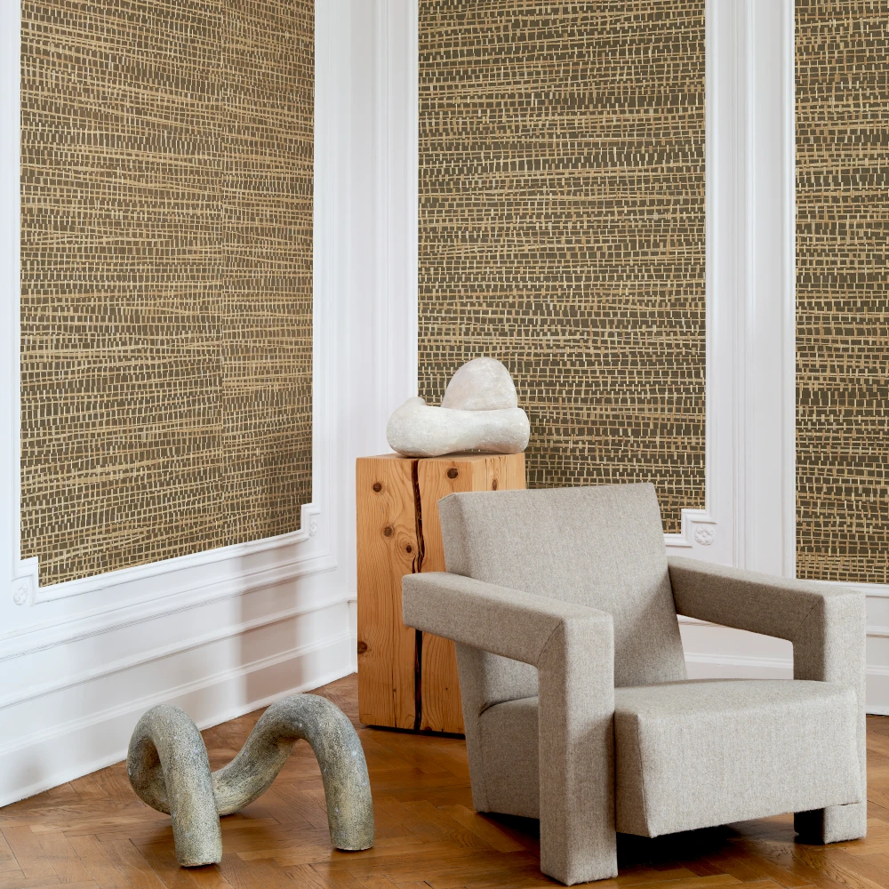 Ruban – Oak – 48071 Exklusive Naturfasertapete mit Sessel