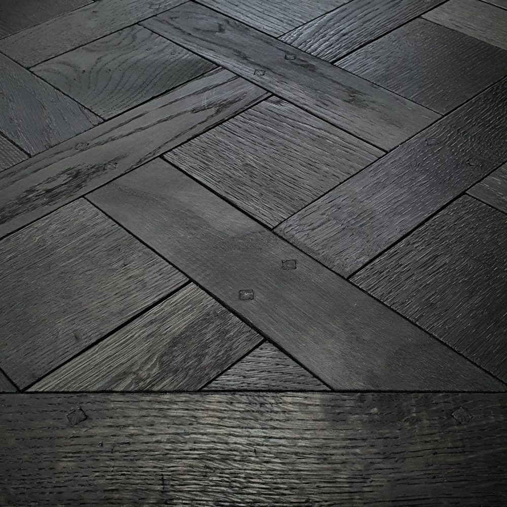 Tafelparkett Versailles, Antik Smoked Black Schwarze Versailles-Tafel