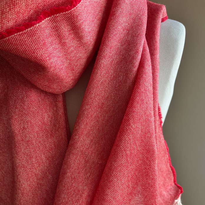 Leichter Schal Merino & Cashmere - Coral Sommerschal, roter Schal, Kaschmir, Merinowolle
