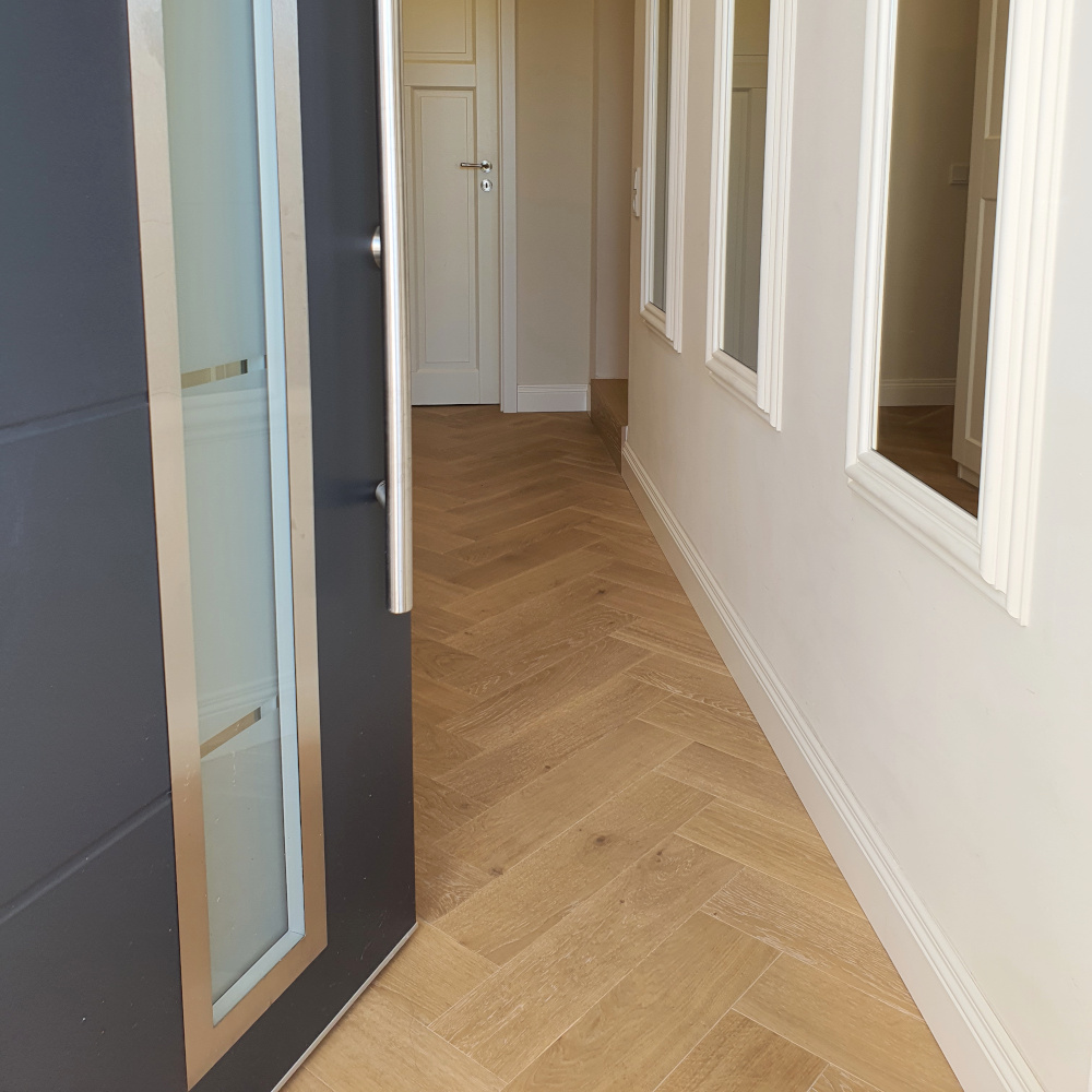 Fischgrät Eiche Clear White Helles Fischgrätparkett, Herringbone