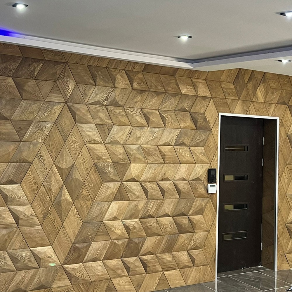 Wanddesign 3D Diamant Eiche dunkelbraun, geölt Wandverkleidung Exklusiv Echtholz