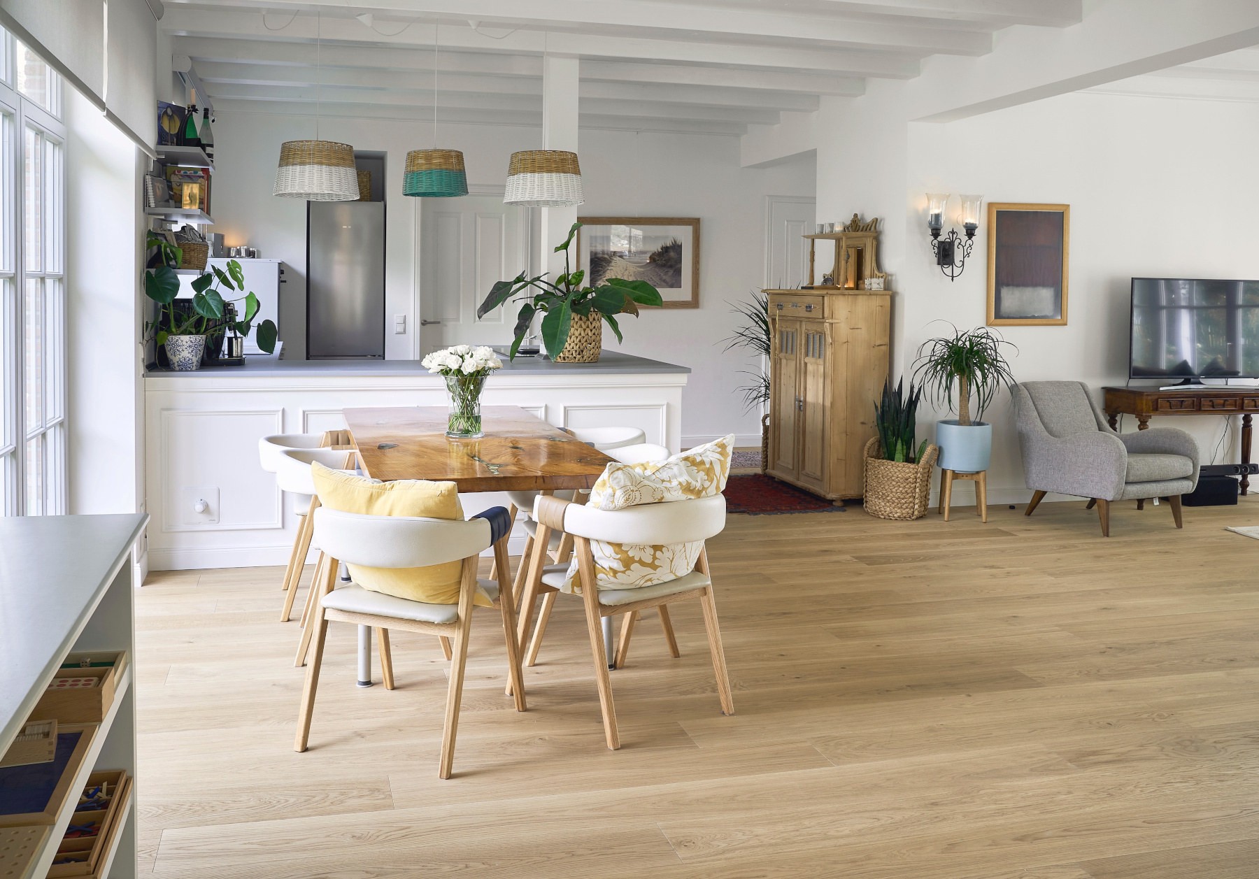 Landhausdielen Eiche Clear White Helle Eichendielen im Wohnraum