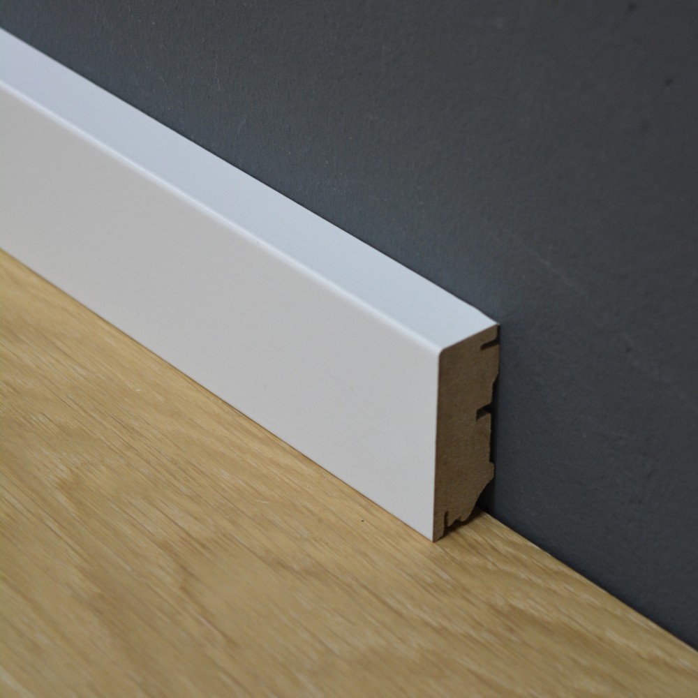 Sockelleiste MDF weiß kantig, 40 x 16 mm Leisten mit gerader Kante