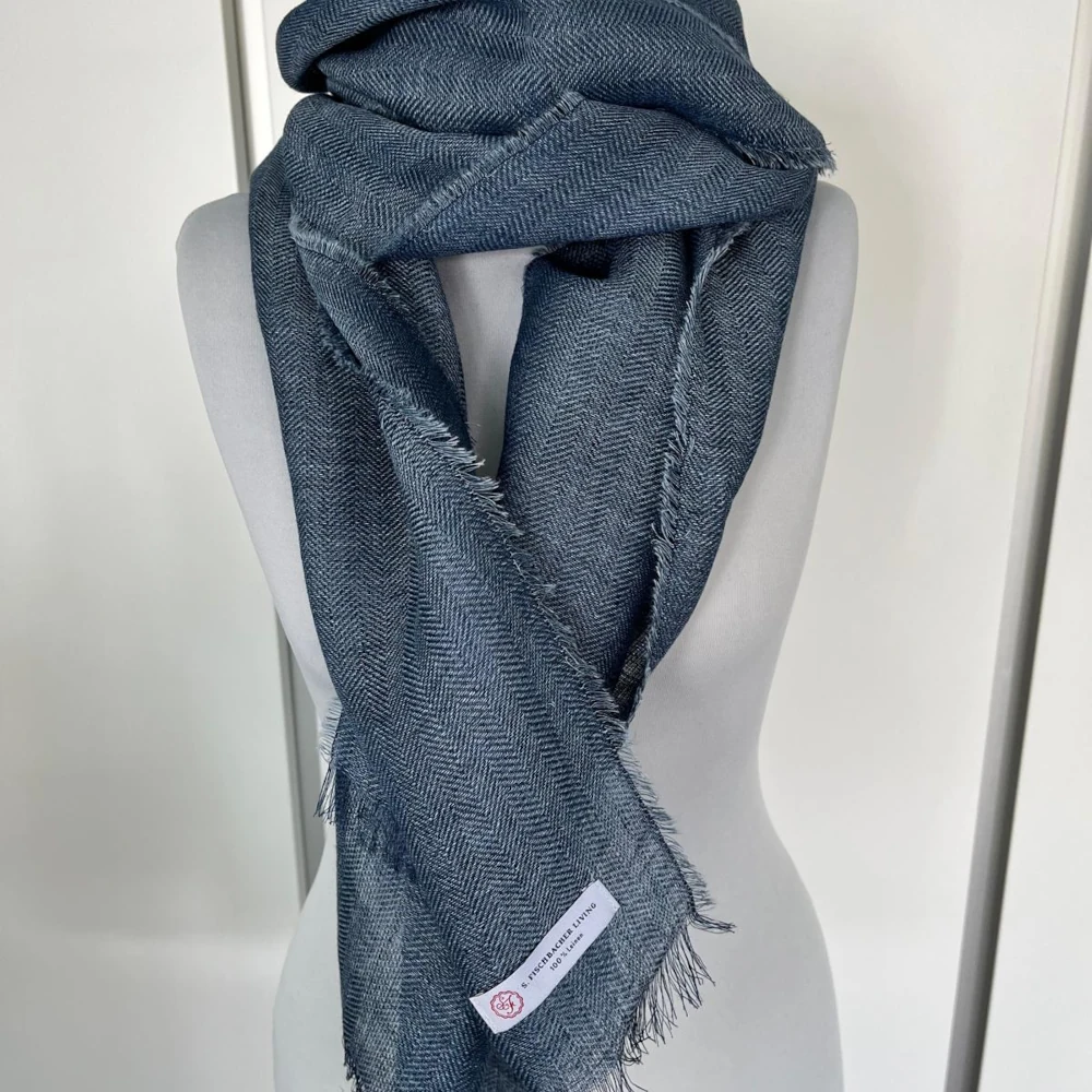 Leinenschal Blue Jeans Blauer Leinenschal aus Irland