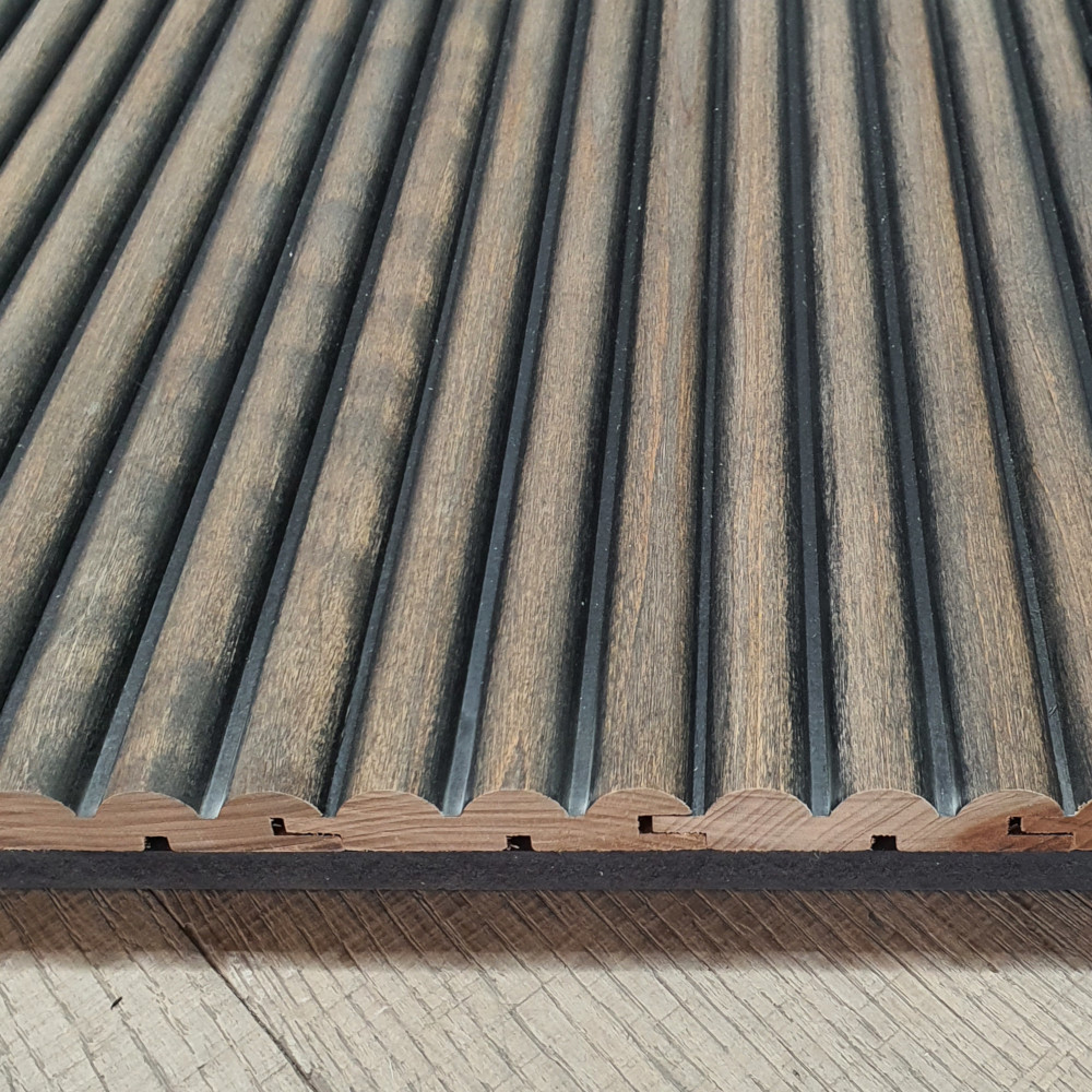 Wandpaneel Massivholz Wave, Farbton Charcoal Wandverkleidung Holz anthrazit