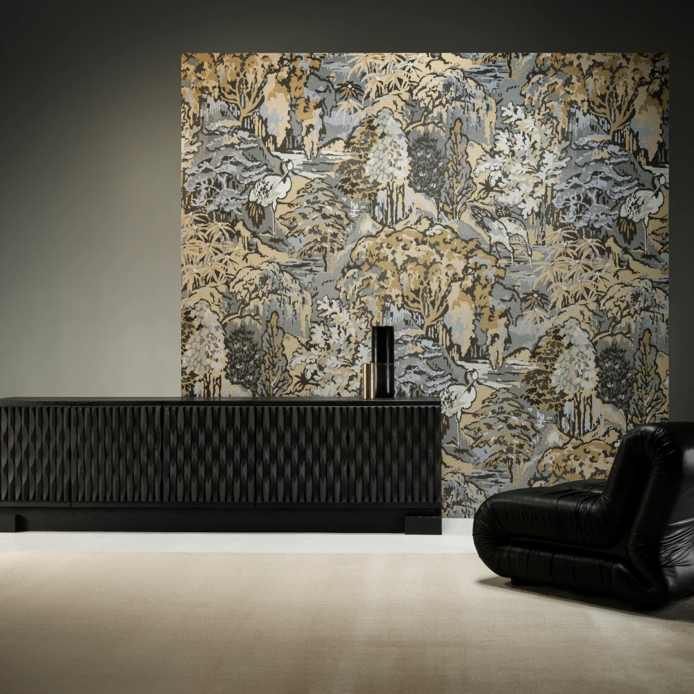 Riverbank – Ombre – 90516 Exklusive Wandtapete mit Sideboard und Sessel