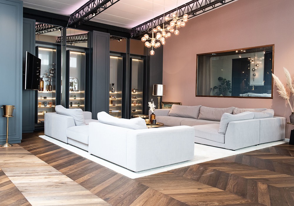 Französisches Fischgrät Eiche Colombian im Loft Chevron Räuchereiche Sanierung