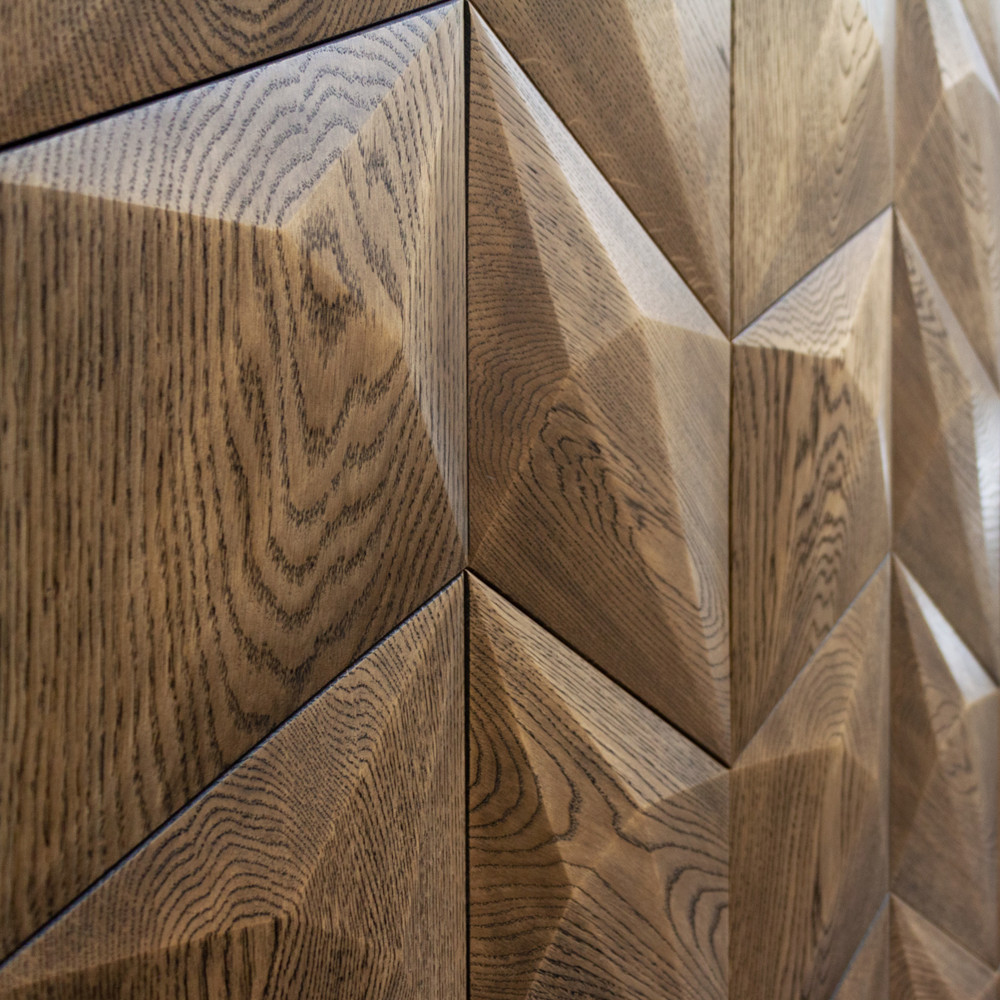 Wanddesign 3D Diamant, Eiche schwarzbraun, geölt Wandverkleidung Exklusiv Echtholz