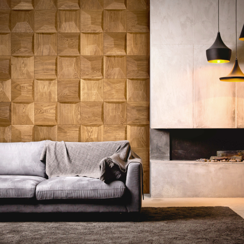 Wanddesign 3D Kissen Eiche natur, geölt Wandverkleidung Echtholz