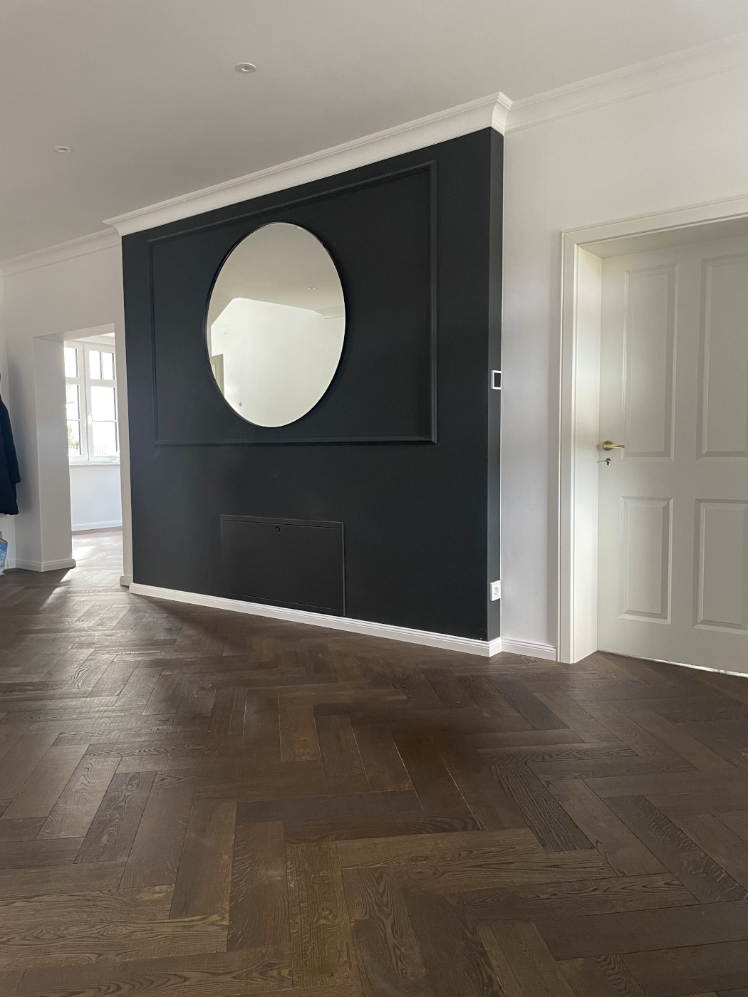 Fischgrät Eiche Chestnut - Sägerau Dunkelbraunes Fischgrätparkett