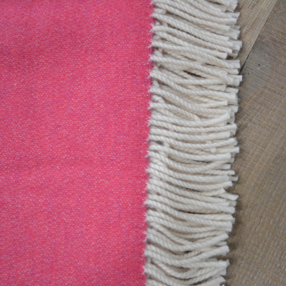 Pink Irische Wolldecke Schurwolle zweifarbig