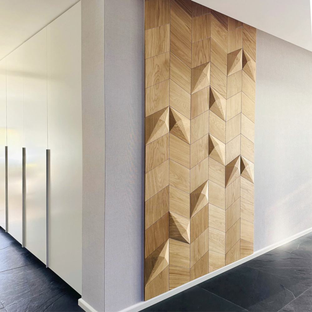 Wanddesign 3D Diamant Eiche natur, geölt Wandverkleidung Exklusiv Echtholz
